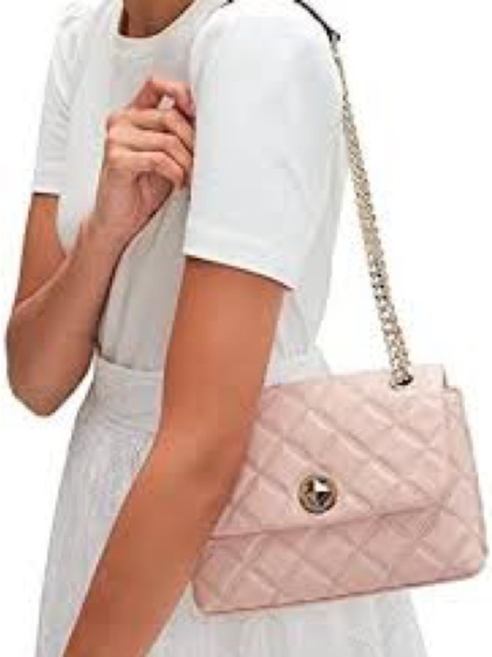 kate spade Quilted Shoulder Bag in Blush Pink with Gold Chain